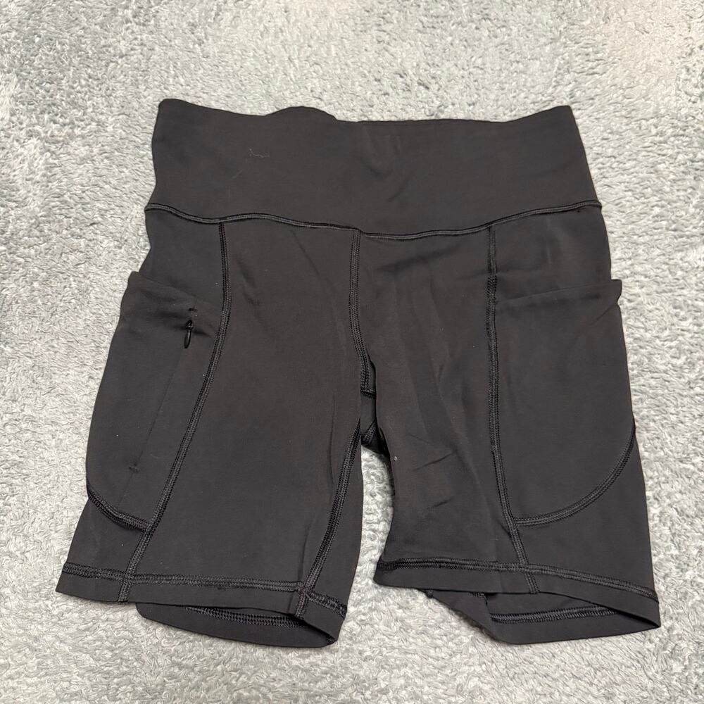 Athleta All In Bike Shorts Womens Medium Black Pockets Athletic